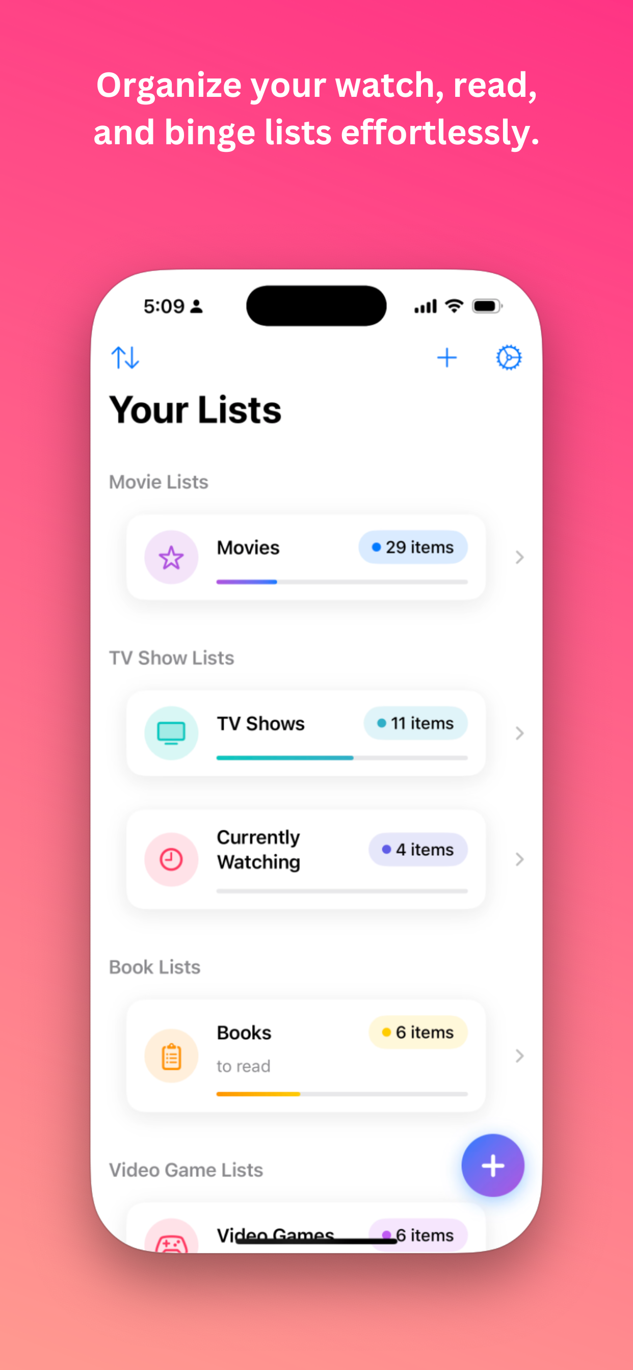 QueueKeeper Lists Screen